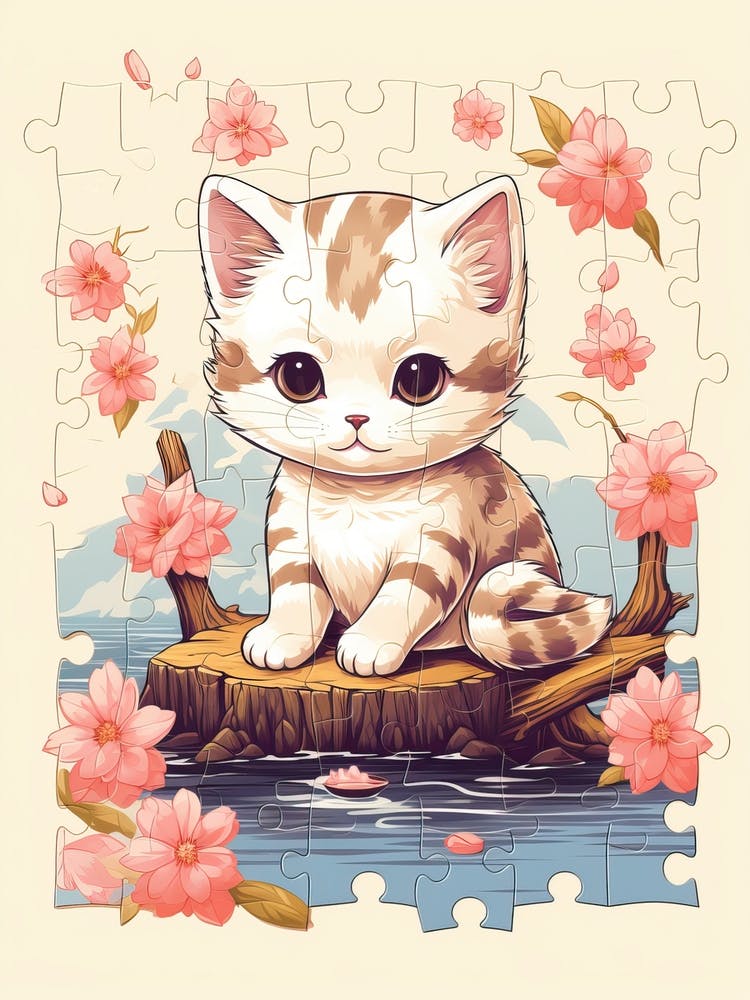Kawaii Katzenzeichnungen mit Puzzles 1