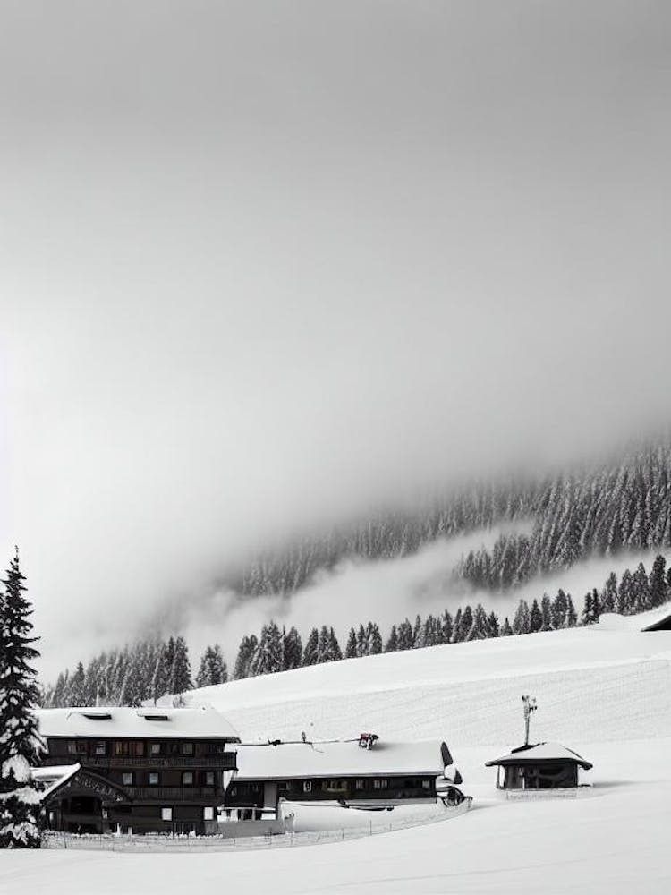 Schladming, Austria Black And White Skiing Poster