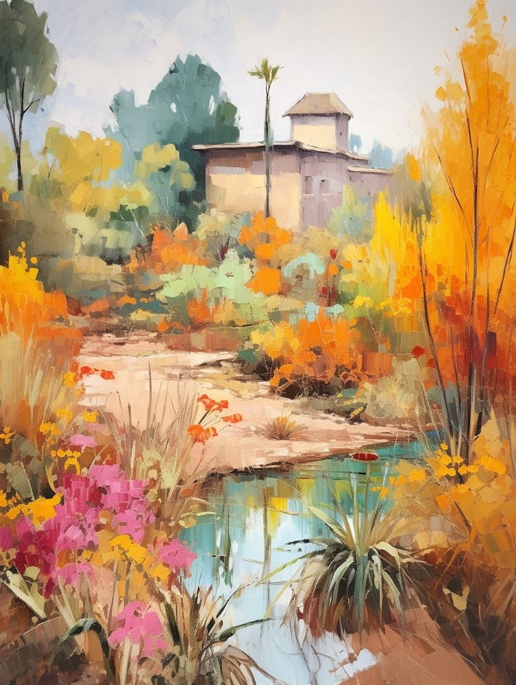 Autumn Gardens Painting Marrakech Botanical Garden Morocco 3