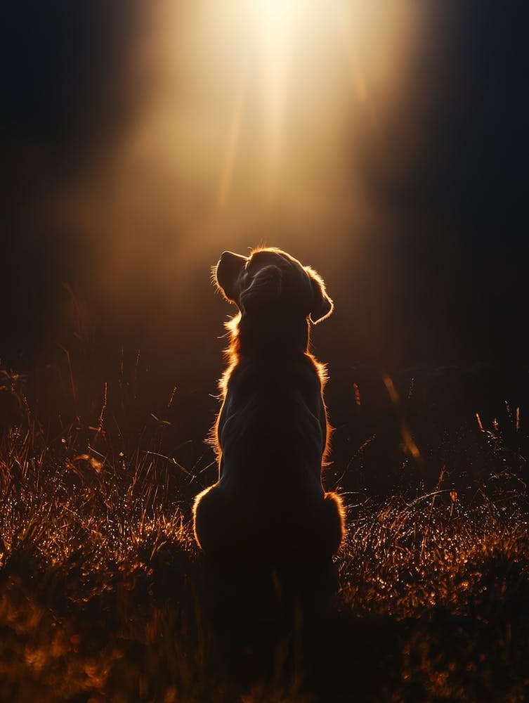 Dog Looking At The Sun.Generated AI.ю Generated AI.