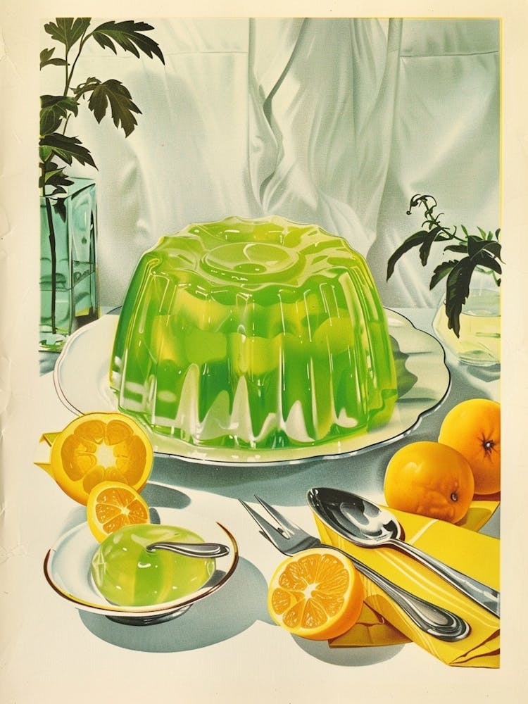 Illustration Rétro Vintage d'une Gelée Verte Vibrante 1