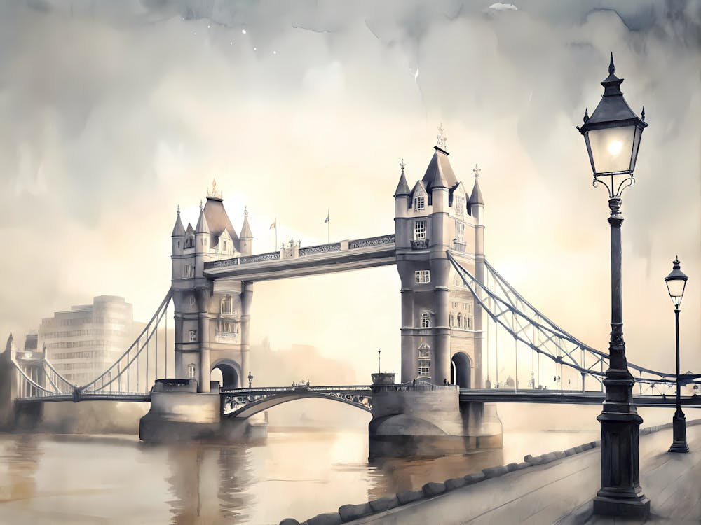10 London England Une Illustration Style Vintage