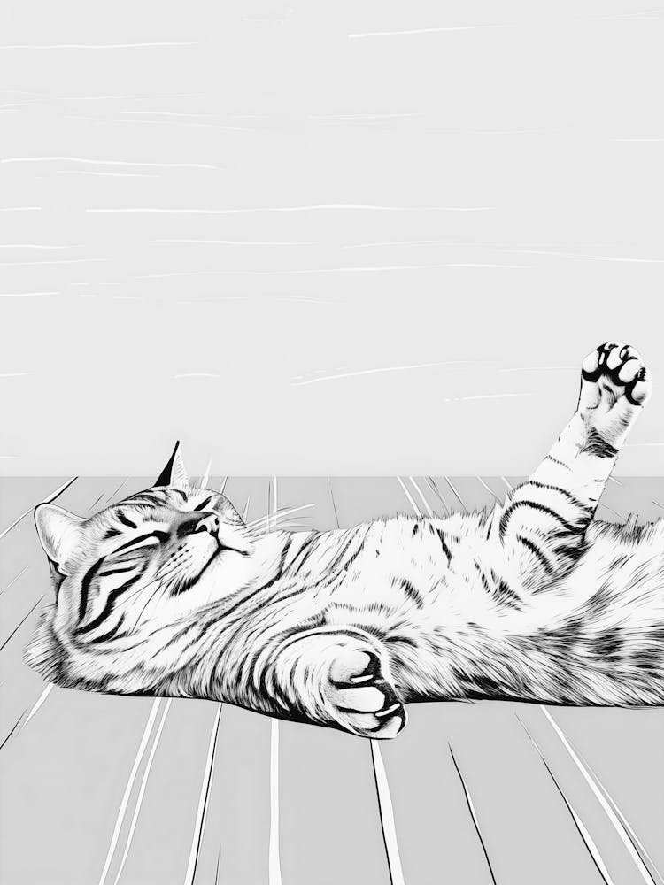 Liegende Katze auf dem Boden