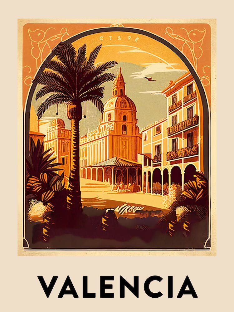 Valencia 2 Vintage Travel Poster