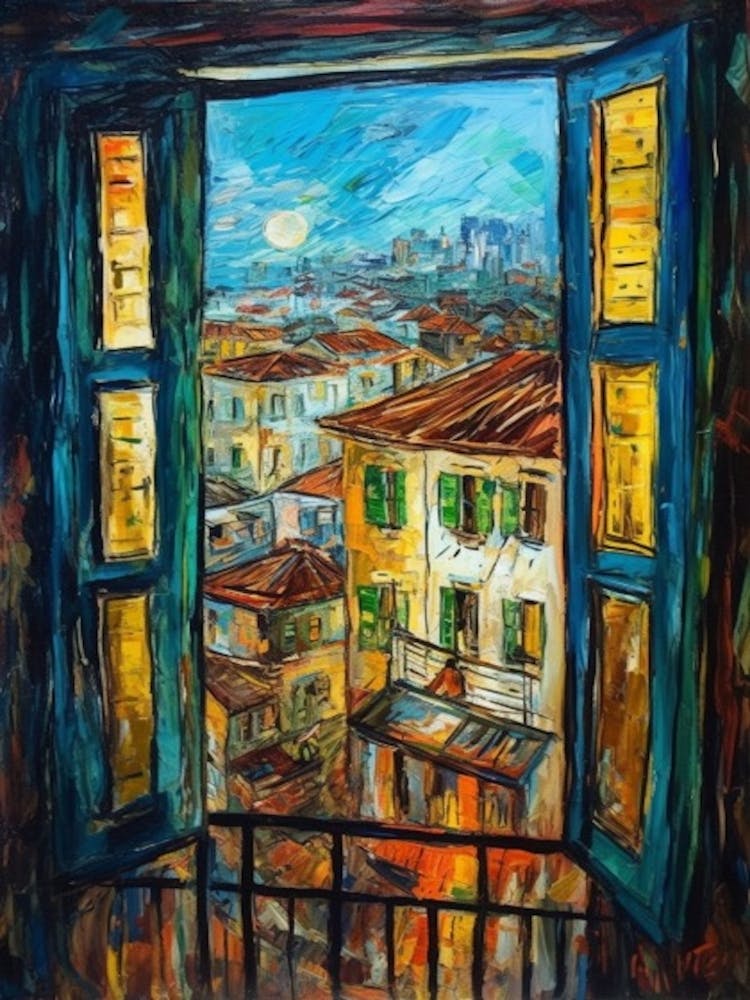 Window View Of Havana In The Style Of Expressionism 1