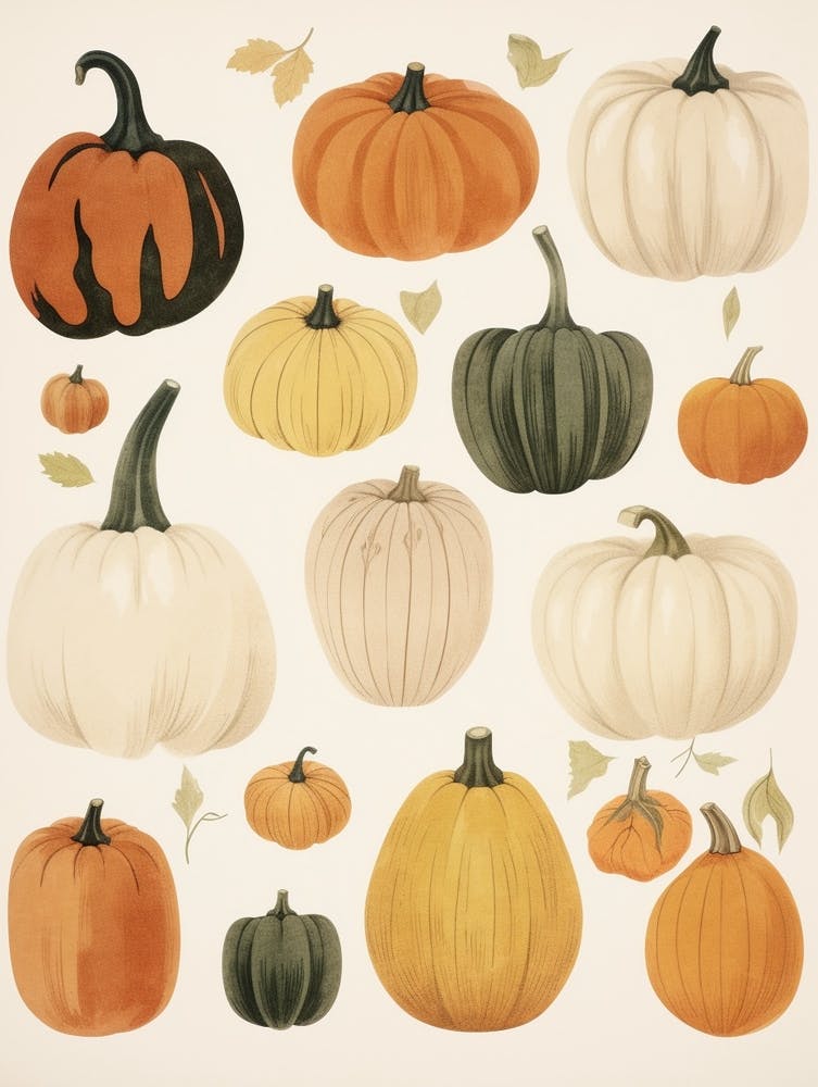 Vintage Style Pumpkin Drawing 2
