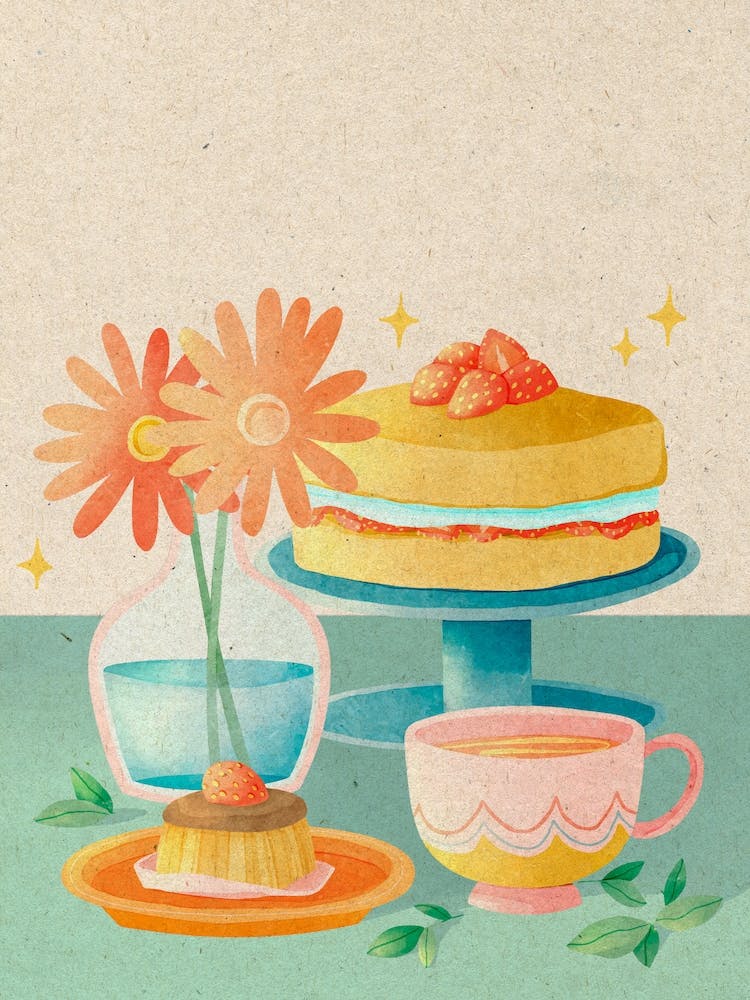 Cakes and flowers