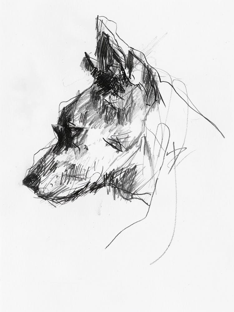 Akita Dog Charcoal Line 4