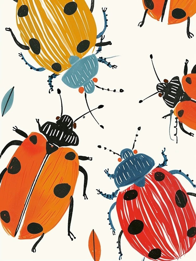 Farbenfrohe Insekten-Illustration Marienkäfer 28