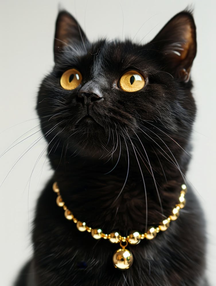Black Cat With Gold Collar 1