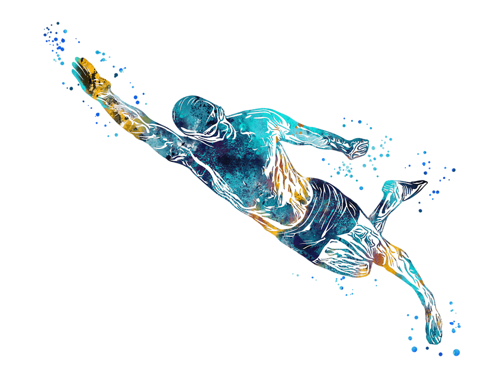 Male Swimmer Diving in Water 2