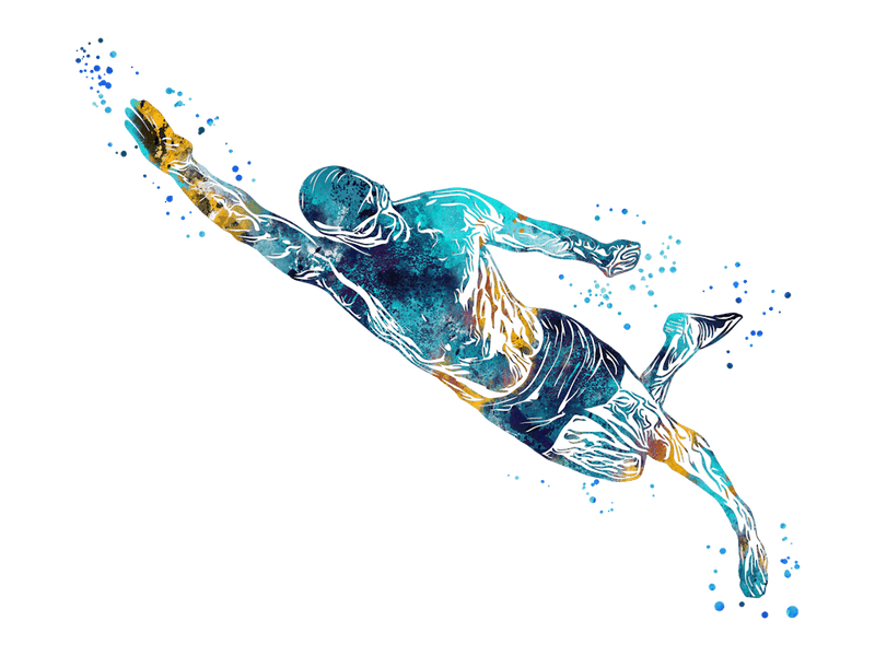 Male Swimmer Diving in Water 2