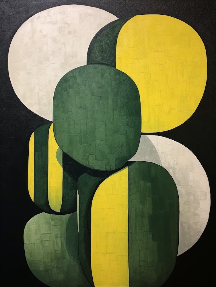 Modern Abstract Cactus Painting Lemon Ball Cactus 1