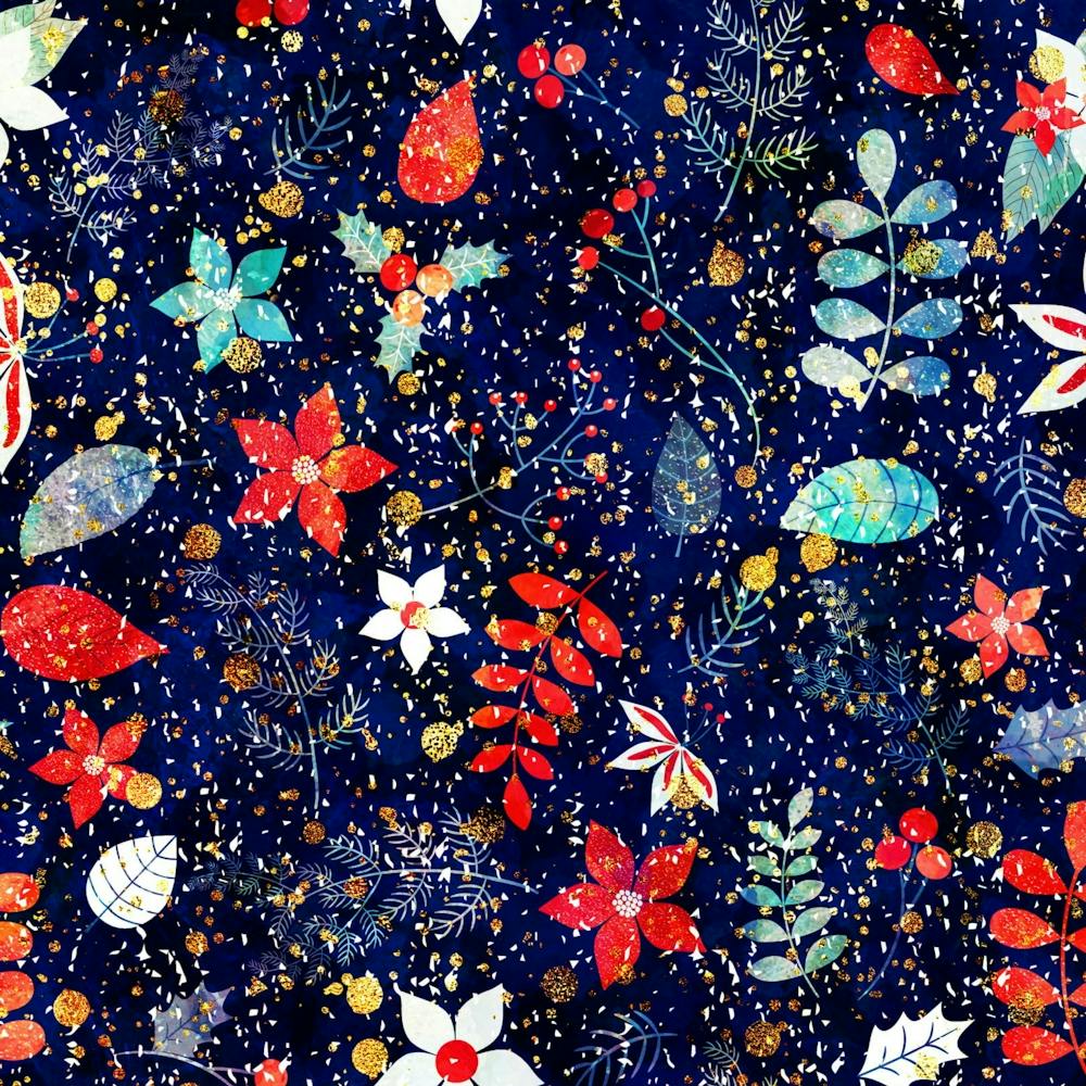 Motif floral festif Fleur florale bleue de Noël