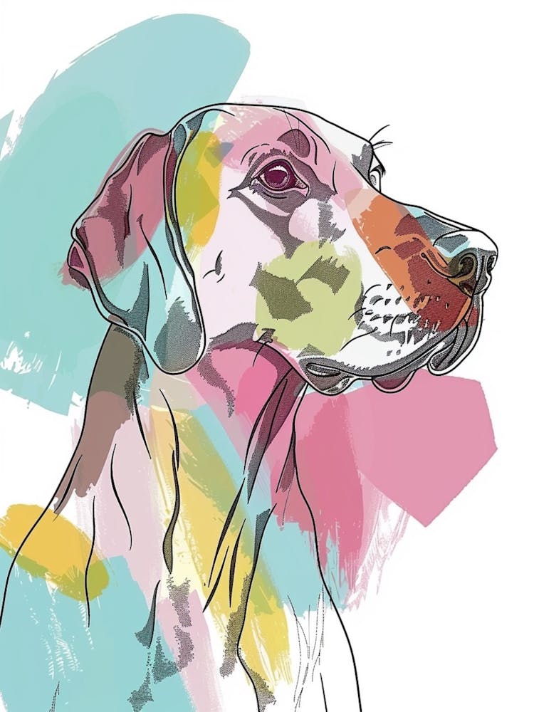 German Wirehaired Pointer Pastel Line Watercolour Illustration  2
