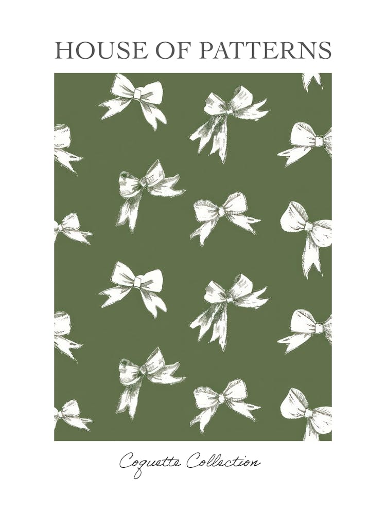 Green And White Bows 1 Pattern Poster