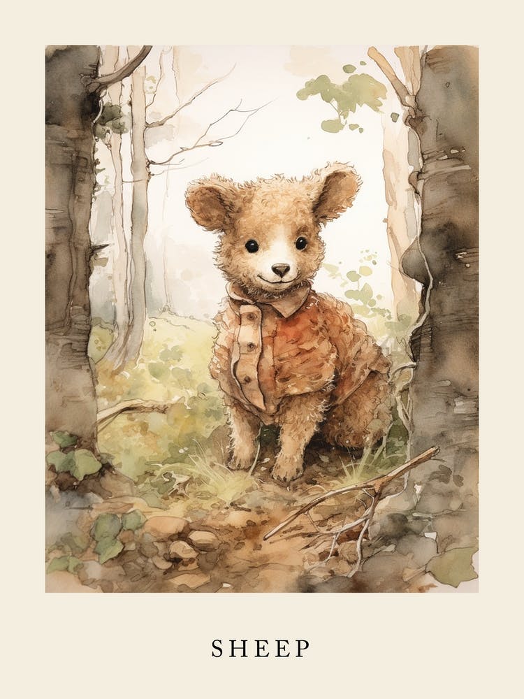 Beatrix Potter Inspired  Animal Watercolour Sheep 3