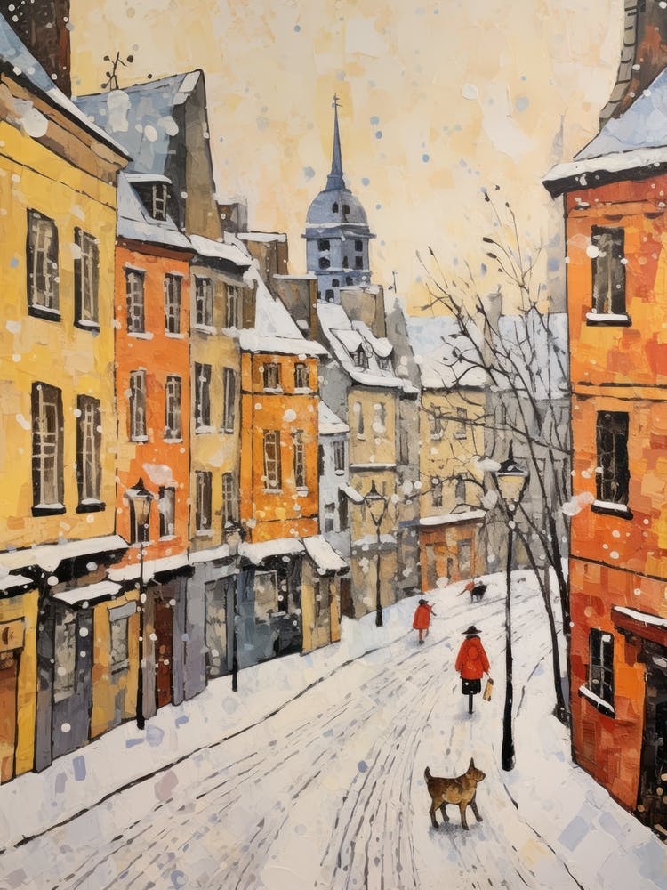 Cat In The Streets Of Krakow   Poland With Snow