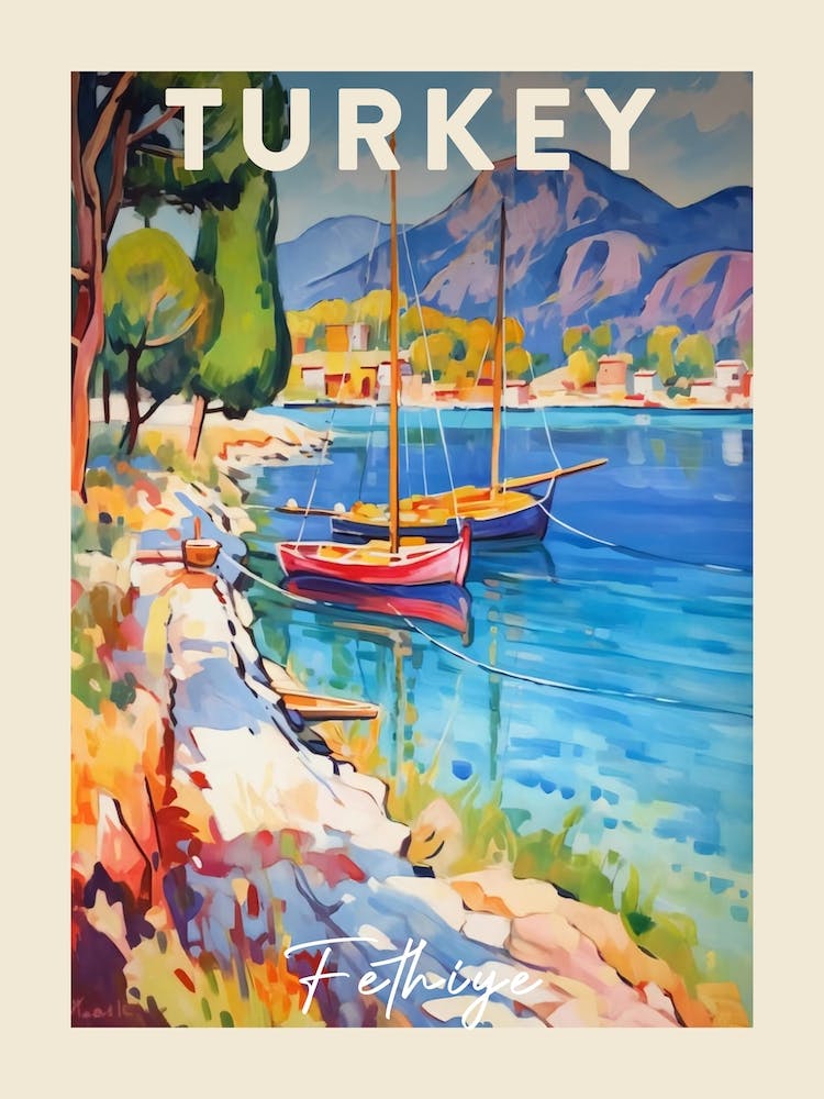 Fethiye Turkey 4 Fauvist Painting  Travel Poster