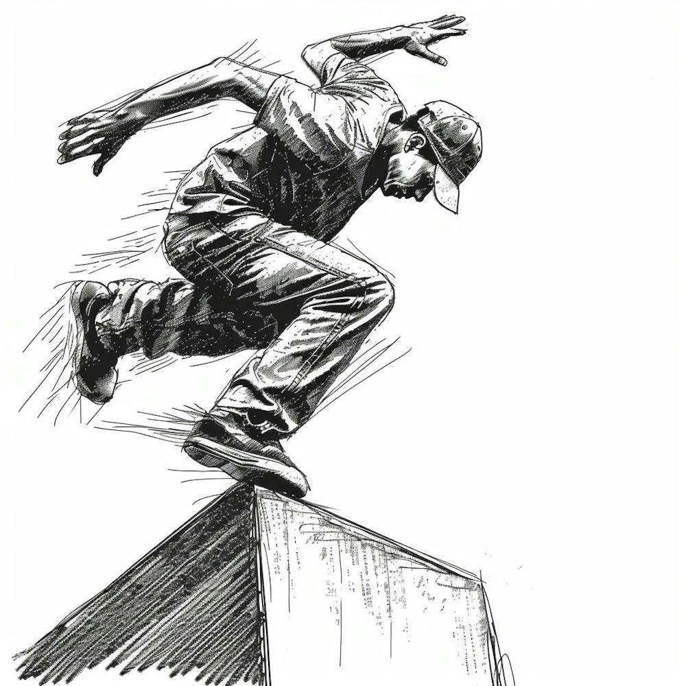A Parkour Movement Hand Drawn Sketch Illustration 2