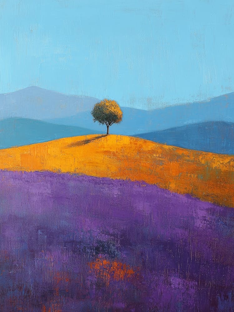 Lone Tree In Lavender Field