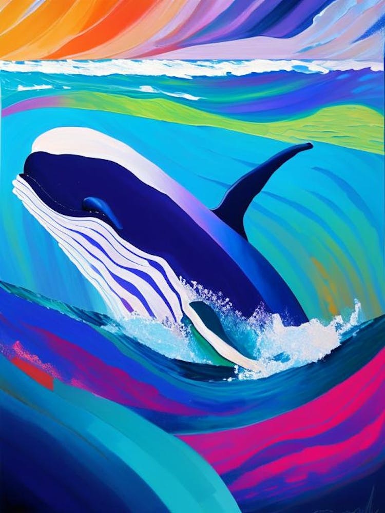 Whale In Ocean Brushstroke Painting 