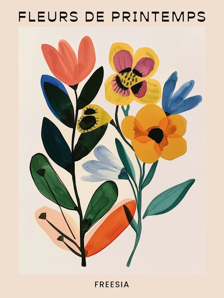 Affiche florale printanière française - Freesia 2