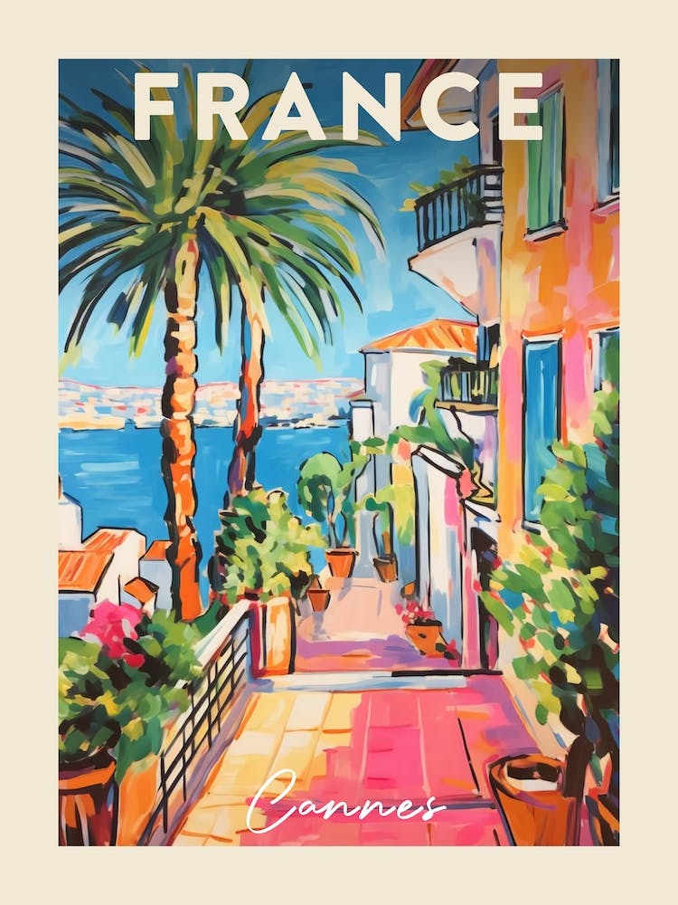 Cannes France 4 Fauvist Painting  Travel Poster