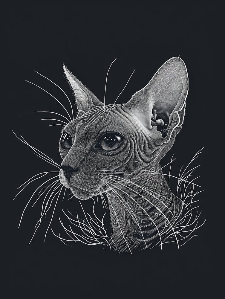Devon Rex Cat Minimalist Illustration 1