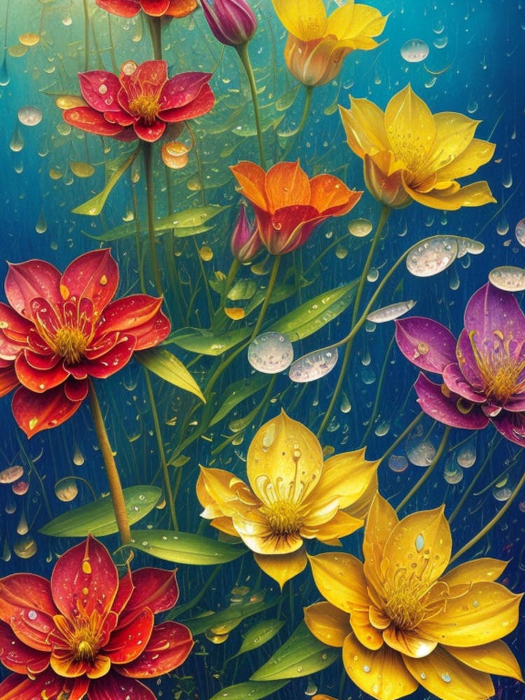 Blumen im Regen