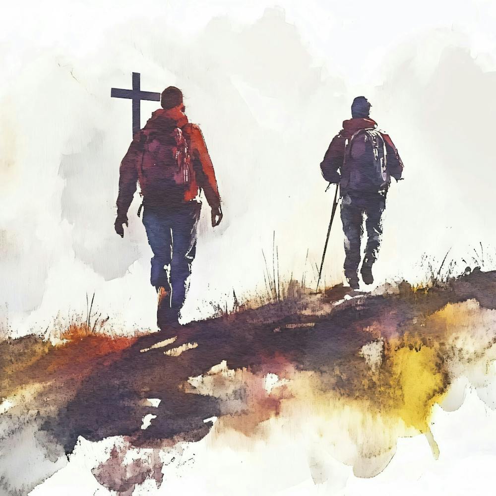Watercolor Of Two Hikers