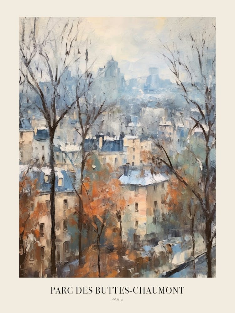 Winter City Park Poster Parc Des Buttes Chaumont Paris France 4