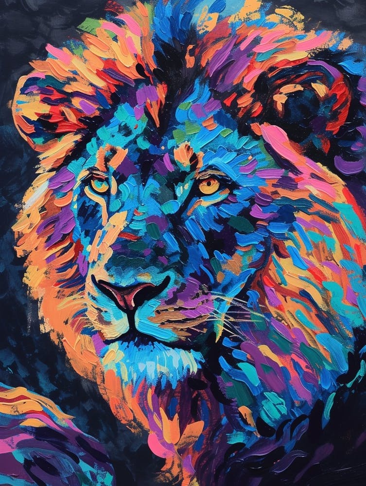 Black Lion Symbolic Imagery Fauvist Painting 4