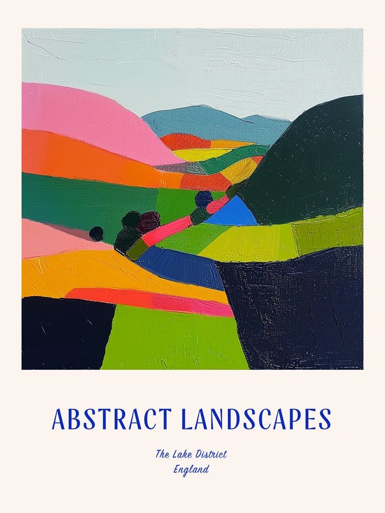 Colourful Abstract The Lake District England 3 Poster Blue