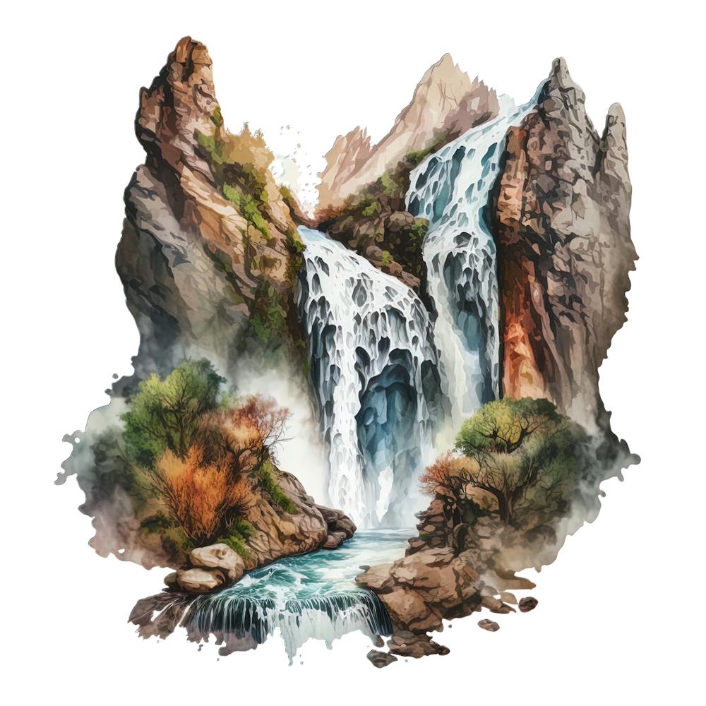 Waterfall Watercolor Painting 1