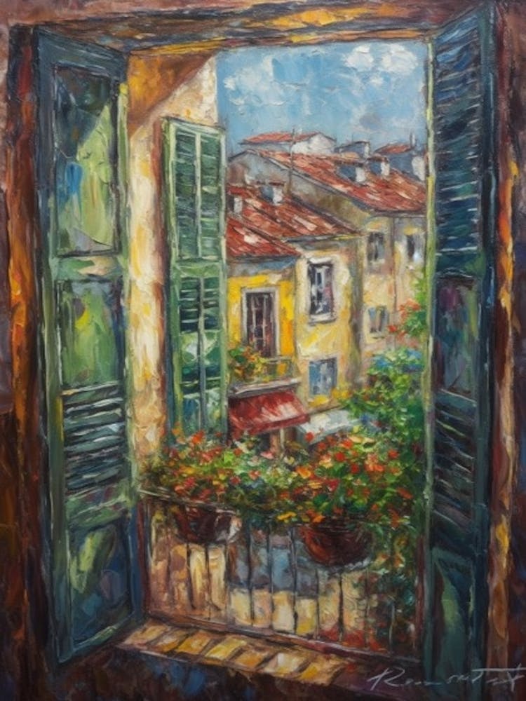 Window View Of Venice In The Style Of Impressionism 1