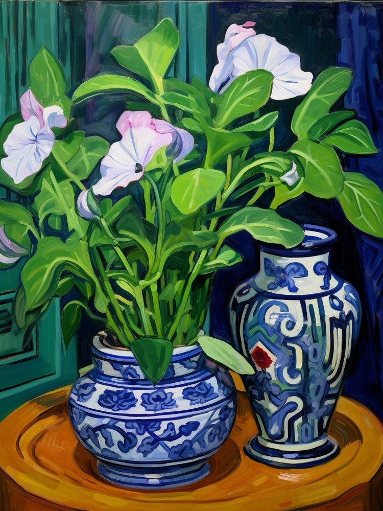 Flowers In A Vase Still Life Painting Periwinkle 2