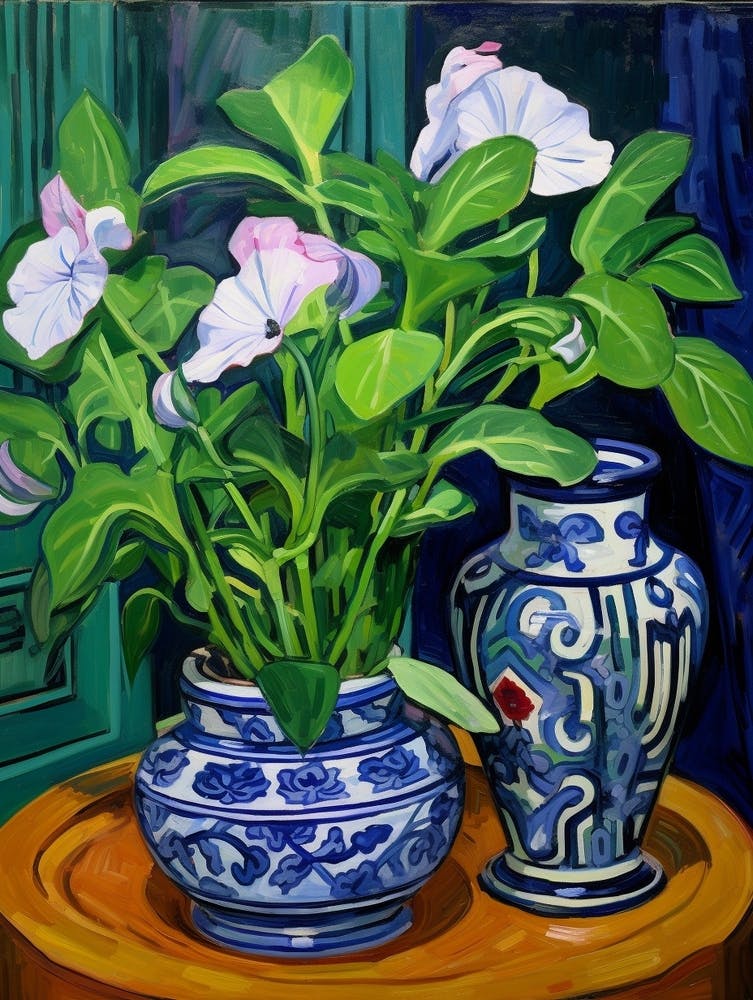 Flowers In A Vase Still Life Painting Periwinkle 2