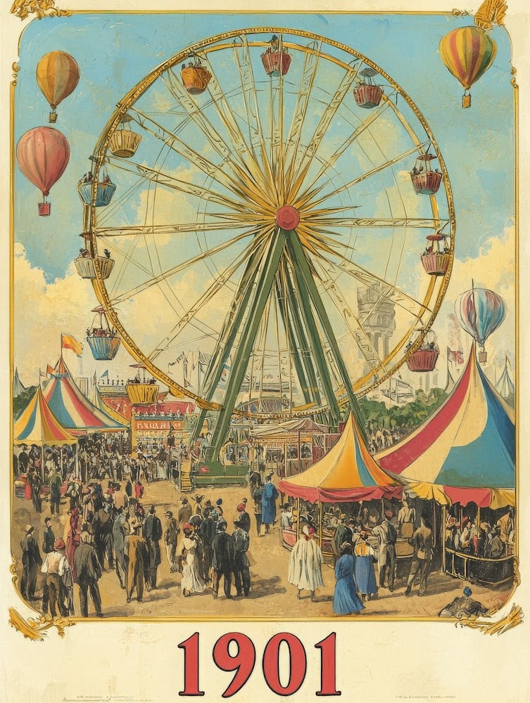 Aihrgdesign A Nostalgic Poster Of A 1901 Fairground With A Fe 175c30fc 4de8 4f74 95ae 83af8aee6ec5 3