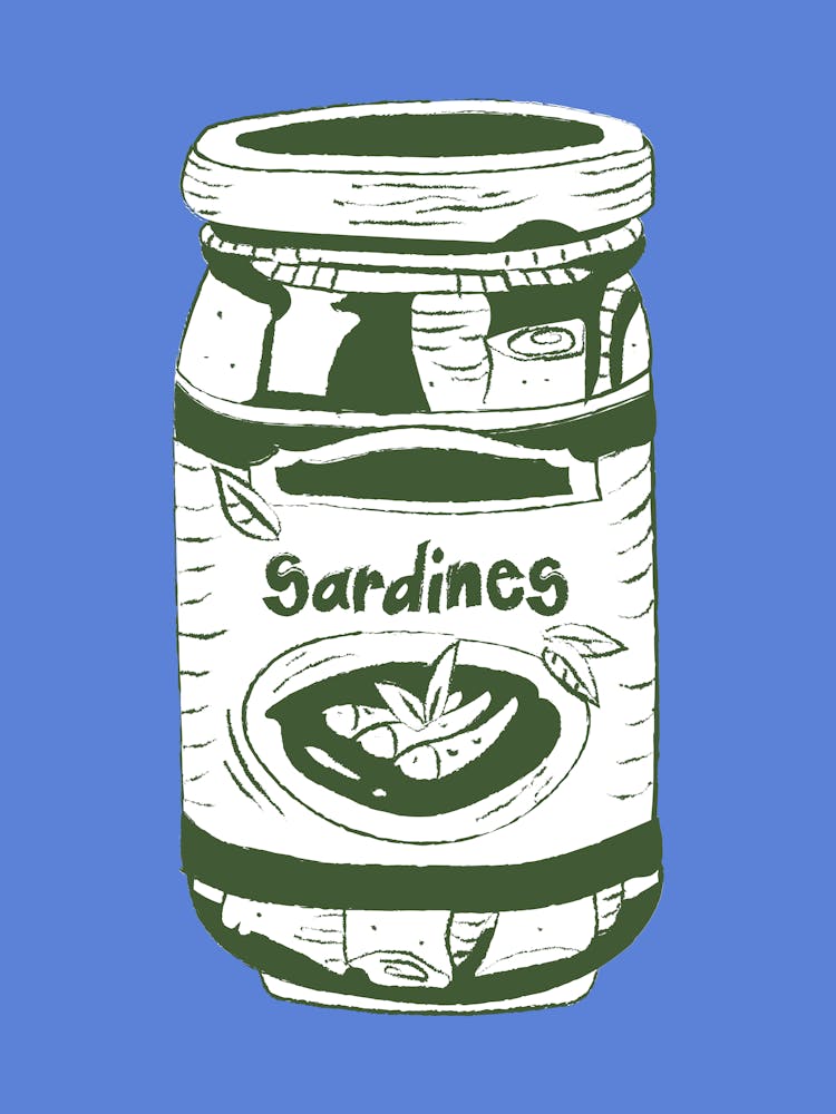 Sardines Wall Art Blue Background 1
