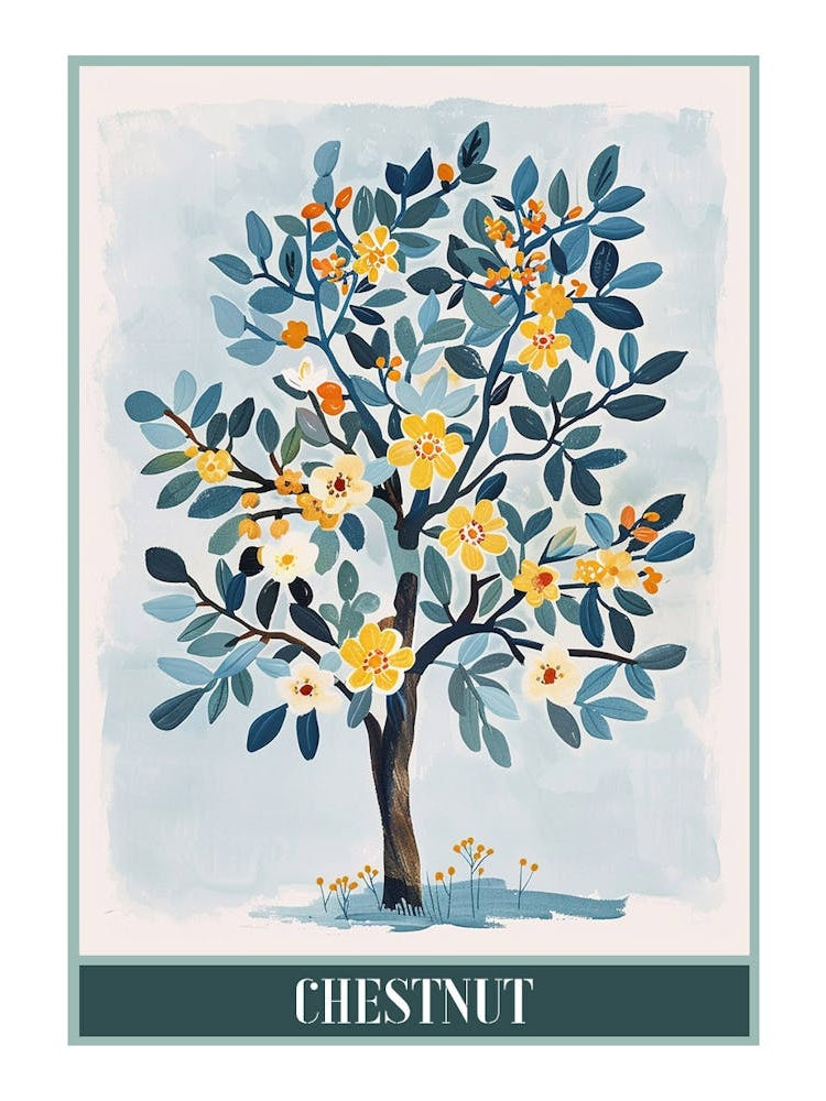 Chestnut Tree Flat Illustration 6 Poster