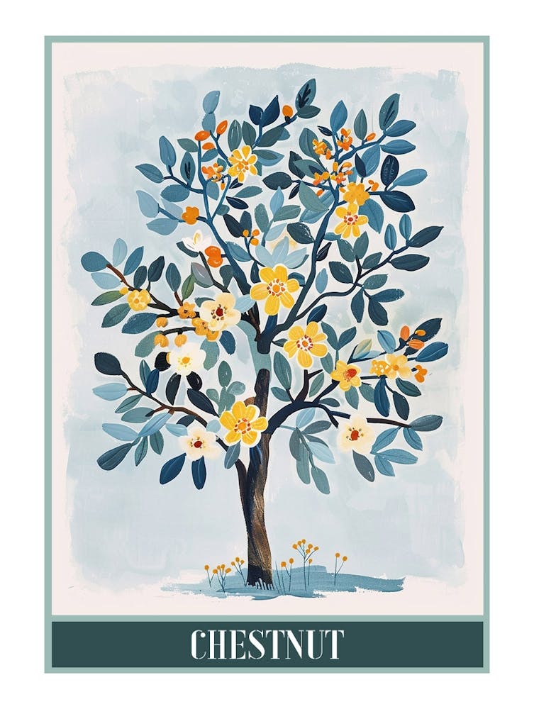 Chestnut Tree Flat Illustration 6 Poster