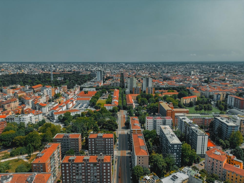 Top view Milan, Italy, Lombardy.