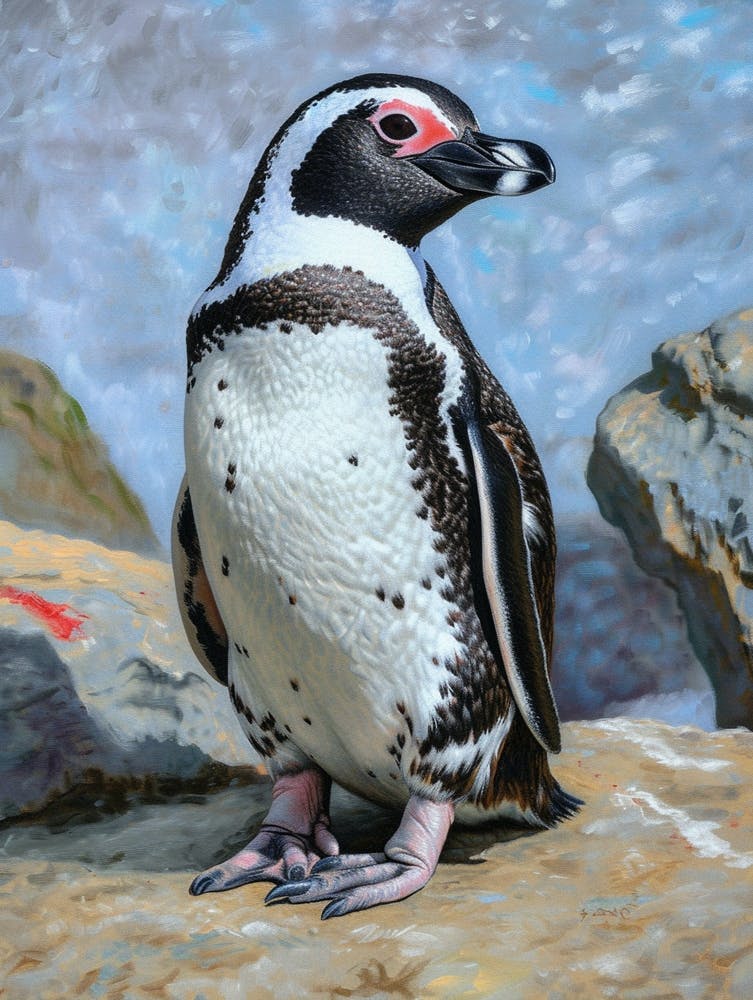 African Penguin Cuverville Island Oil Painting 3