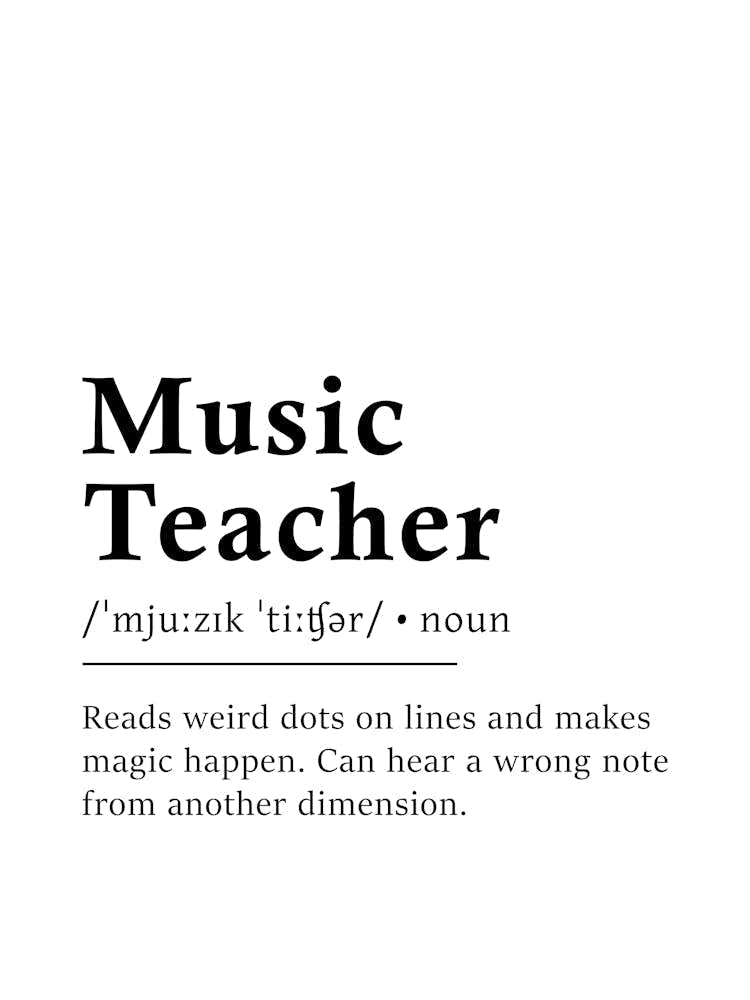 Music Teacher Definition Poster - Dictionary