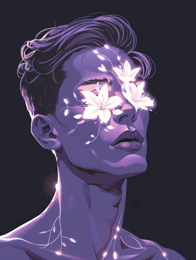 Man With Flowers On His Face