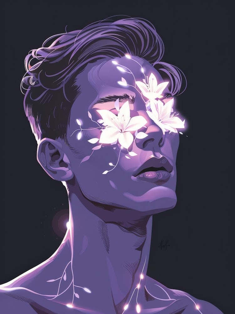 Man With Flowers On His Face