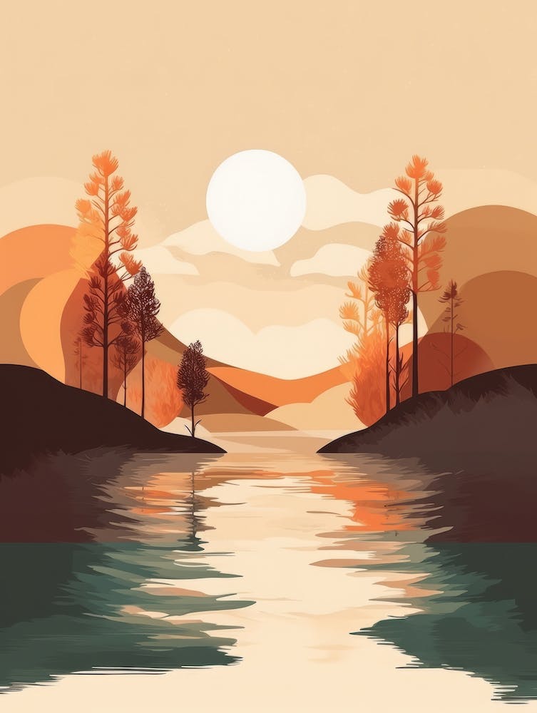 Autumn , Fall, Landscape, Inspired By National Park in the USA, Lake, Great Lakes, Boho, Beach, Minimalist Canvas Print, Travel Poster, Autumn Decor, Fall Decor 18