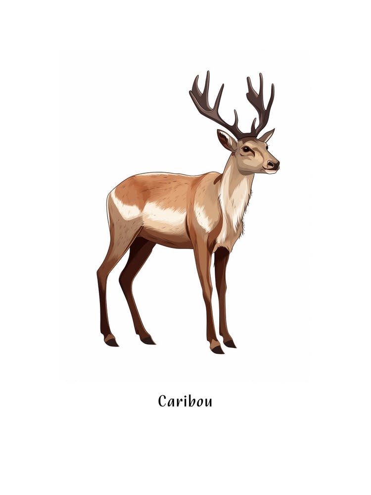 Caribou Kids Animal Poster
