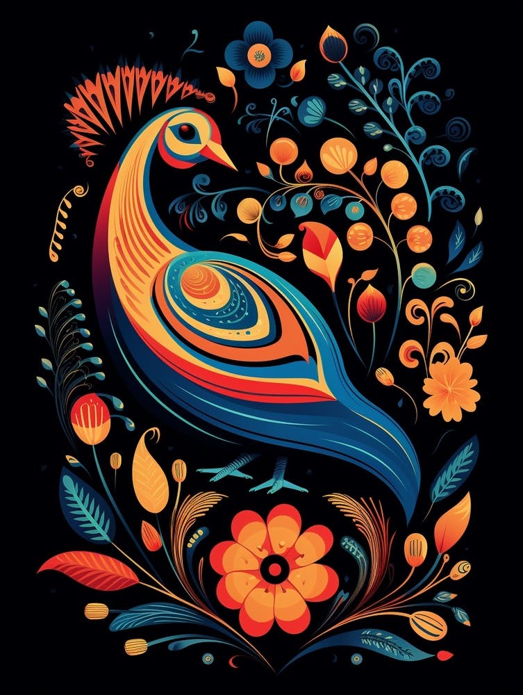 Folk Bird Illustration Partridge 4